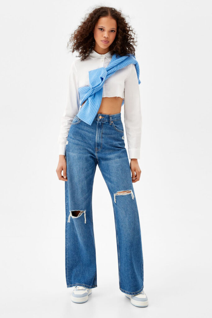 Ripped Wide-Leg ’90s Jeans - bakoral